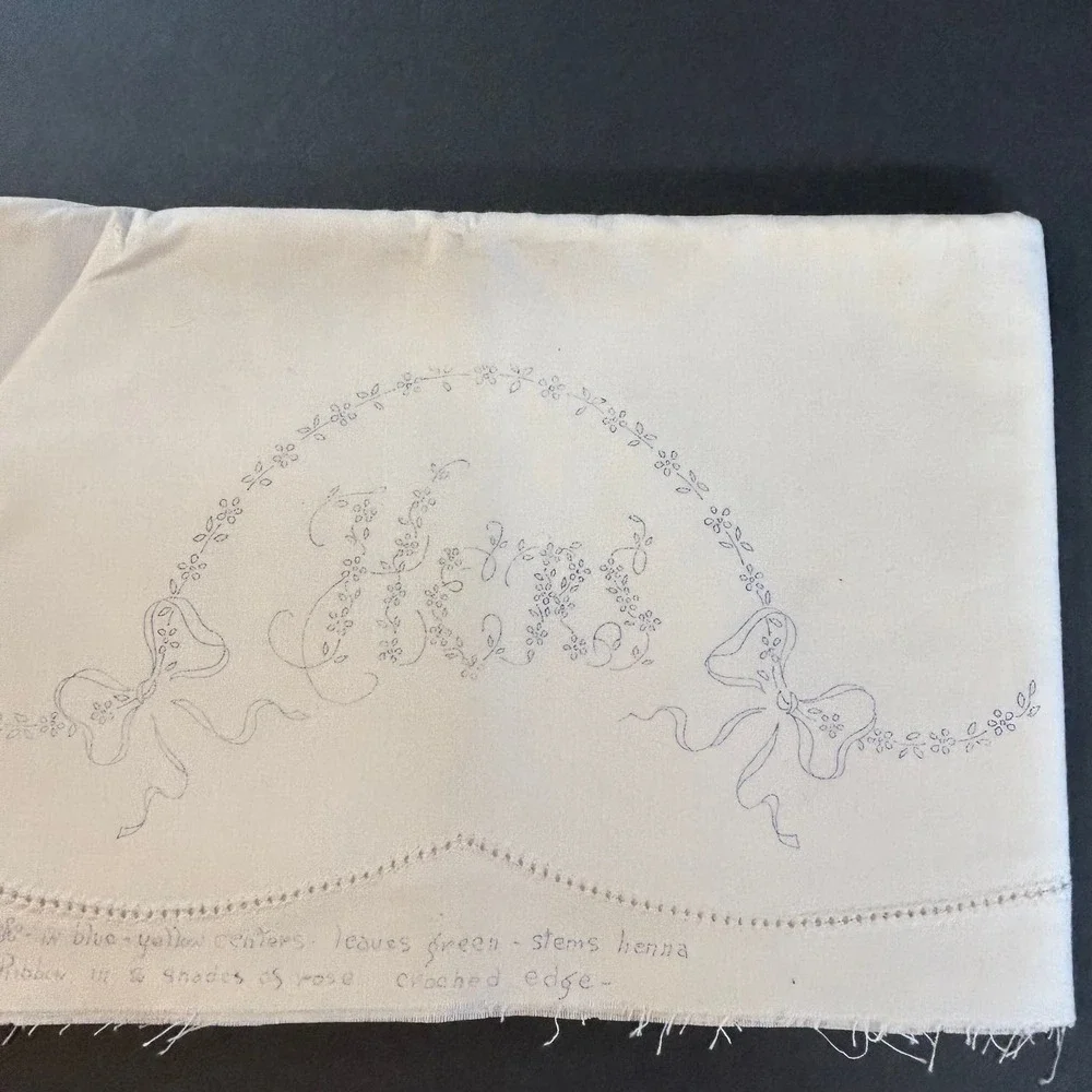 Vintage‎ His & Hers Stamped Pillow Tubing To Embroider 64x21 #1018 NOSWT